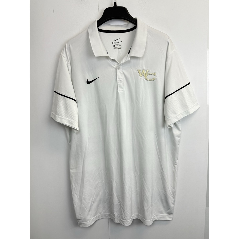 Nike Golf Men's XXL Dri-Fit Performance Polo Shirt White Short Sleeve White Logo